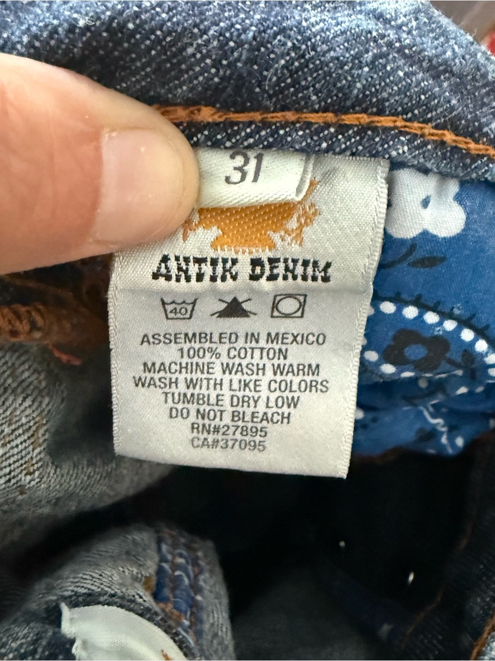 Y2K Antik Denim Floral Embroidered Flare Mid Rise Jeans - Picture 10 of 12